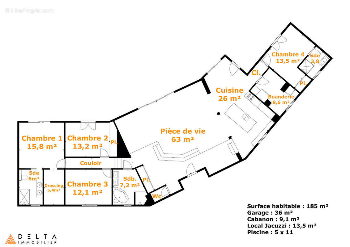Maison 185 m² sur terrain de 1502 m² avec piscine - photo 18