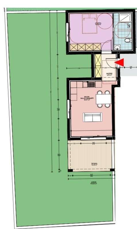 PRUNETE (20) Appartement à vendre 2 pièces de 45,85 m2 avec jardin de 130,95 m2 et proximité plage - photo 2