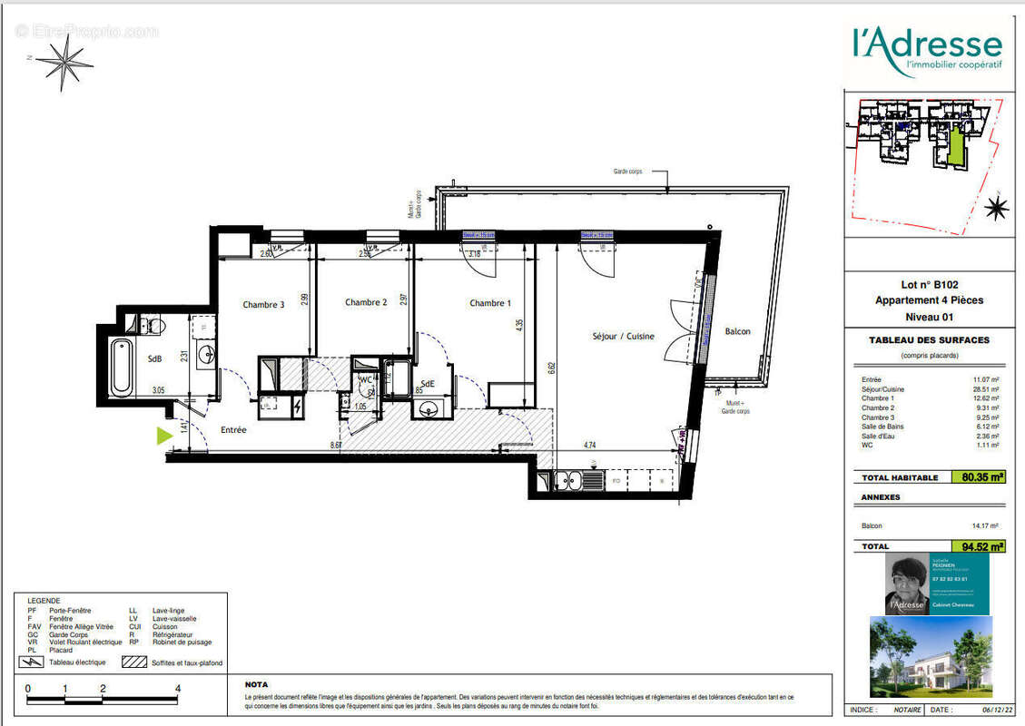 Appartement 80m²+ balcon sud est et pk - photo 9