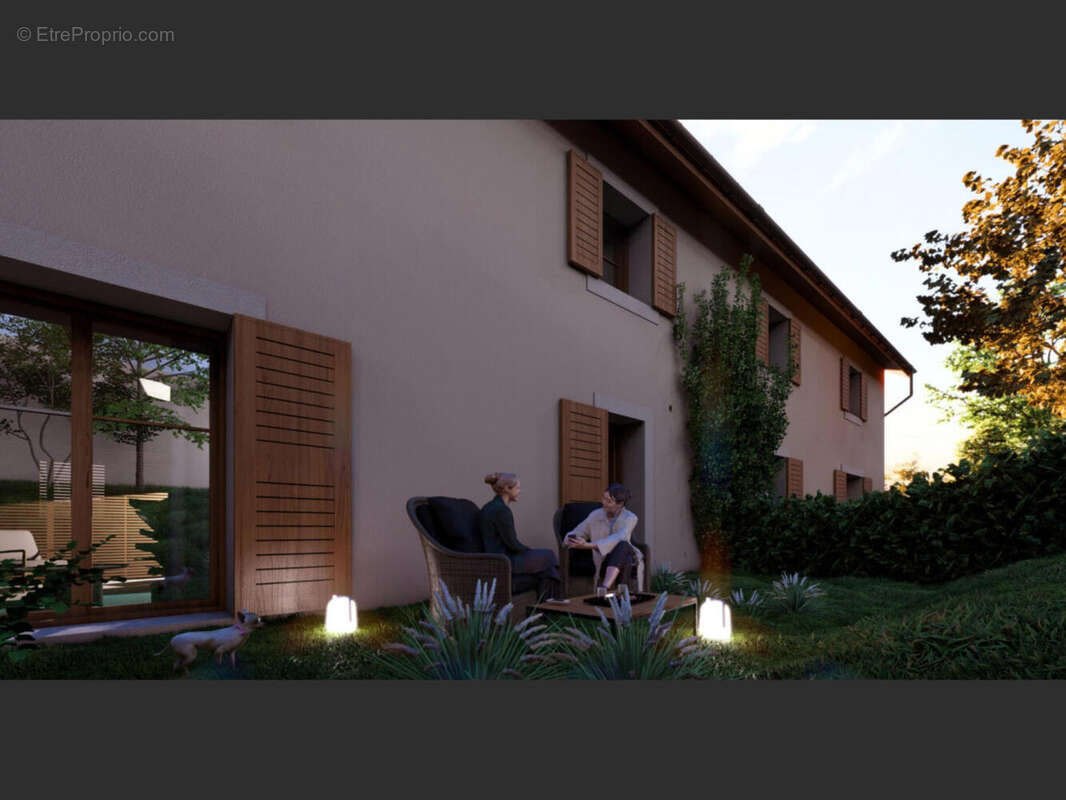 Vue ouest jardin - Appartement à ARCHAMPS