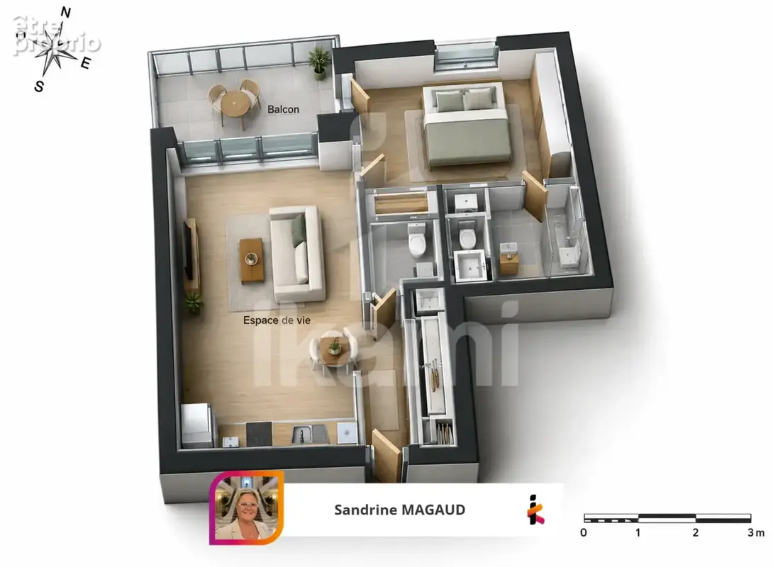 Appartement T2 de 48 m2 avec terrasse et stationnement - photo 2