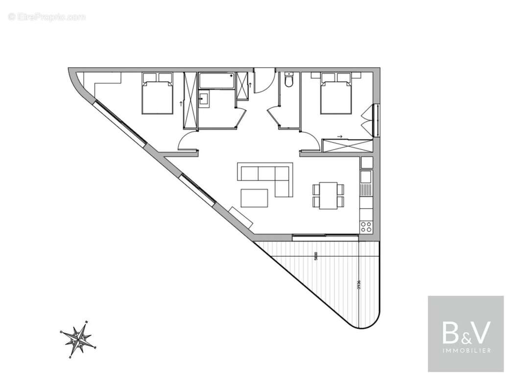 Appartement 3 pièces de 67 m² avec terrasse - photo 6