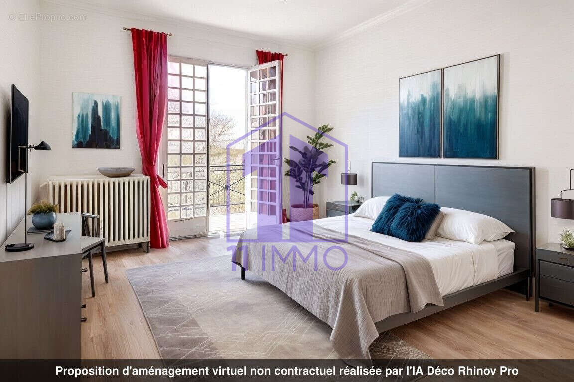 Chambre 1 rénovée (projection) - Maison à PENNAUTIER