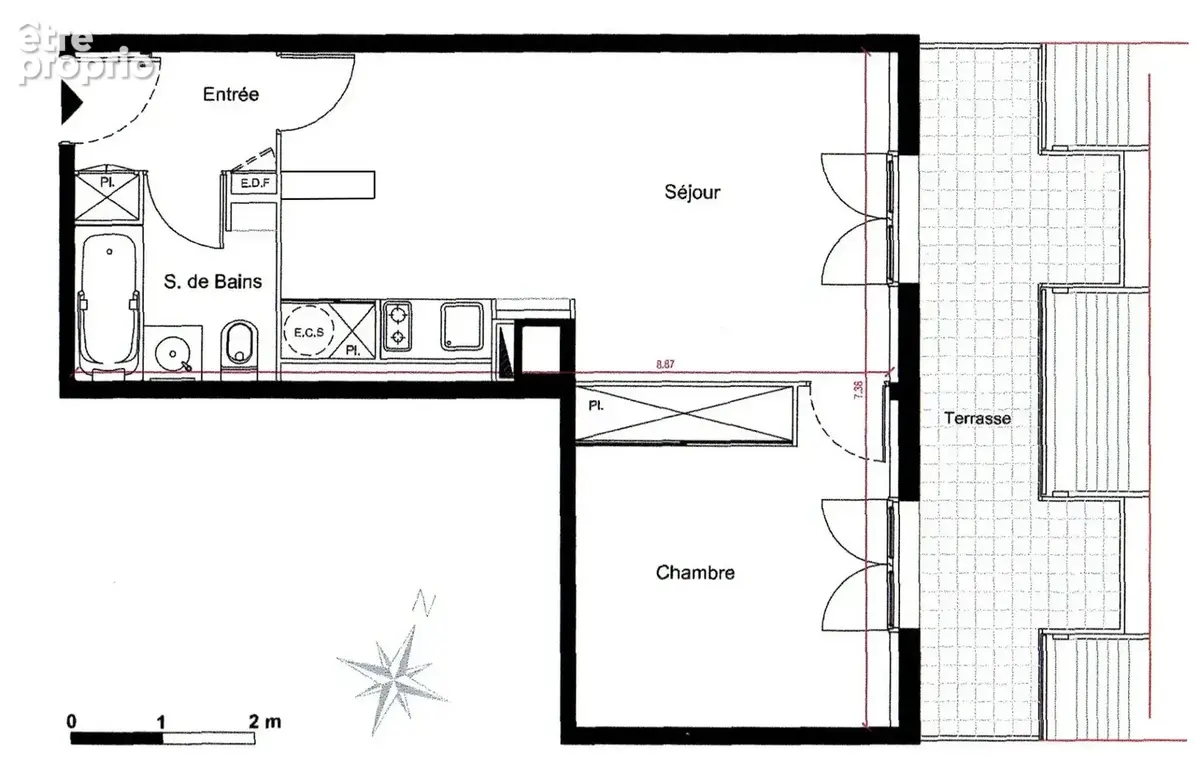 Appartement T2 avec terrasse vue dégagée - photo 6