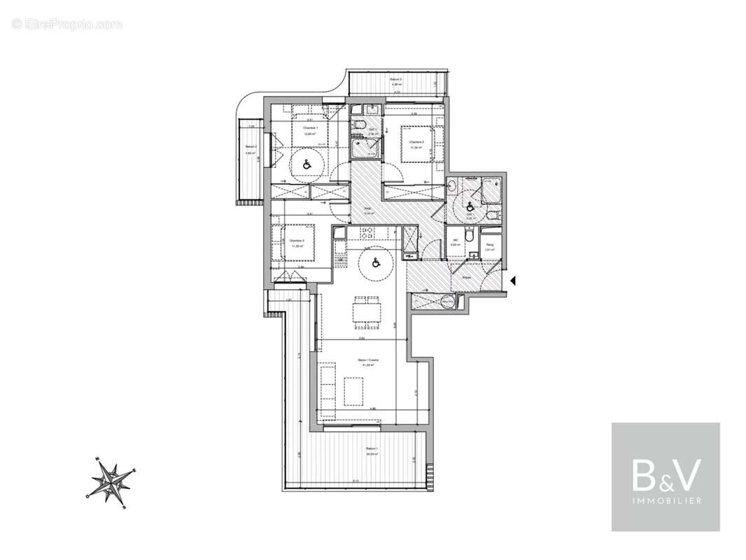Appartement 4 pièces de 97 m² avec terrasse et balcons - photo 6