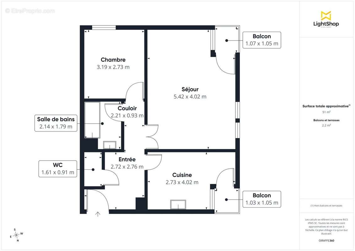  Appartement 2 pièces de 51,53 m² avec deux balcons – Achères (78260) - photo 8