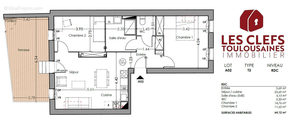 Appartement à LACROIX-FALGARDE