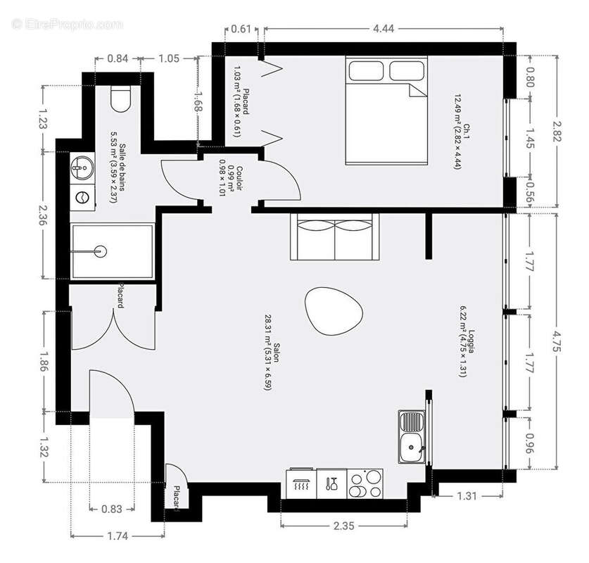 Appartement à PARIS-20E