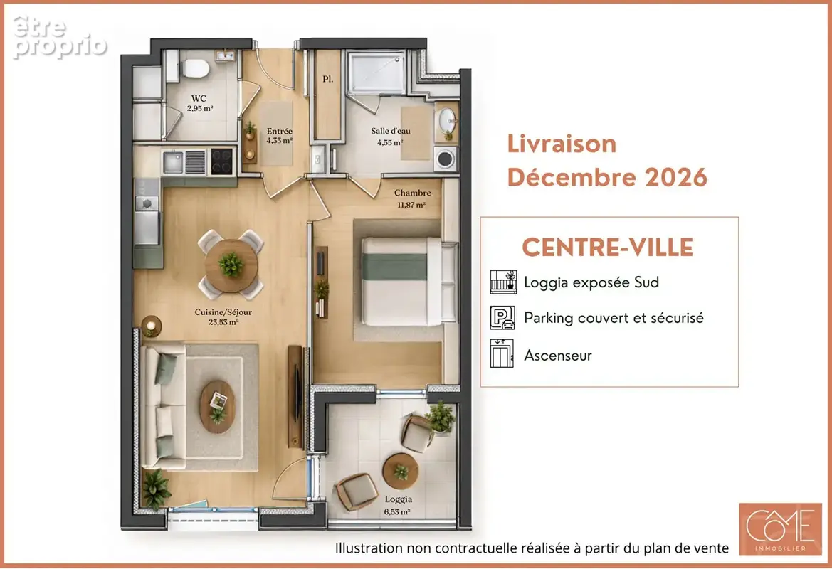 En plein coeur de saint gregoire - grand type 2 47,23m² - balcon - exposition sud et est- parking sous-sol - photo 6