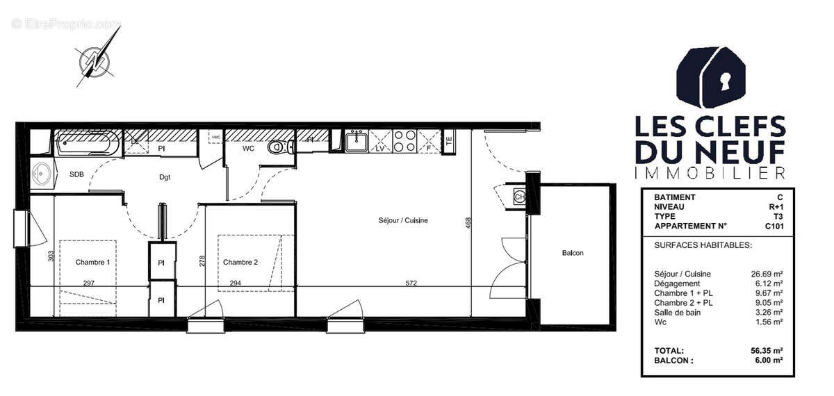Appartement Toulouse 3 pièces de 57m² + Balcon + Parking sou-sol ! - photo 7