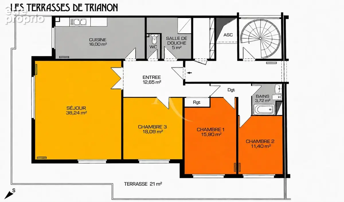 Tours  Nord -Loire - Terrasse avec vue  - Appartement 4 pièce(s) 126.03 m2 - photo 4