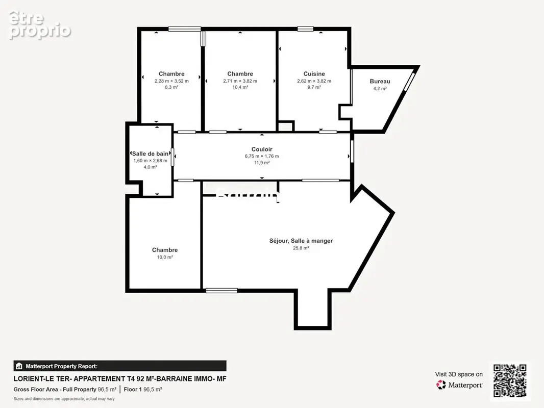 A VENDRE  - Appartement 4 pièces- 3 chambres- à Lorient-le ter-dernier étage-ascenseur-garage - photo 14