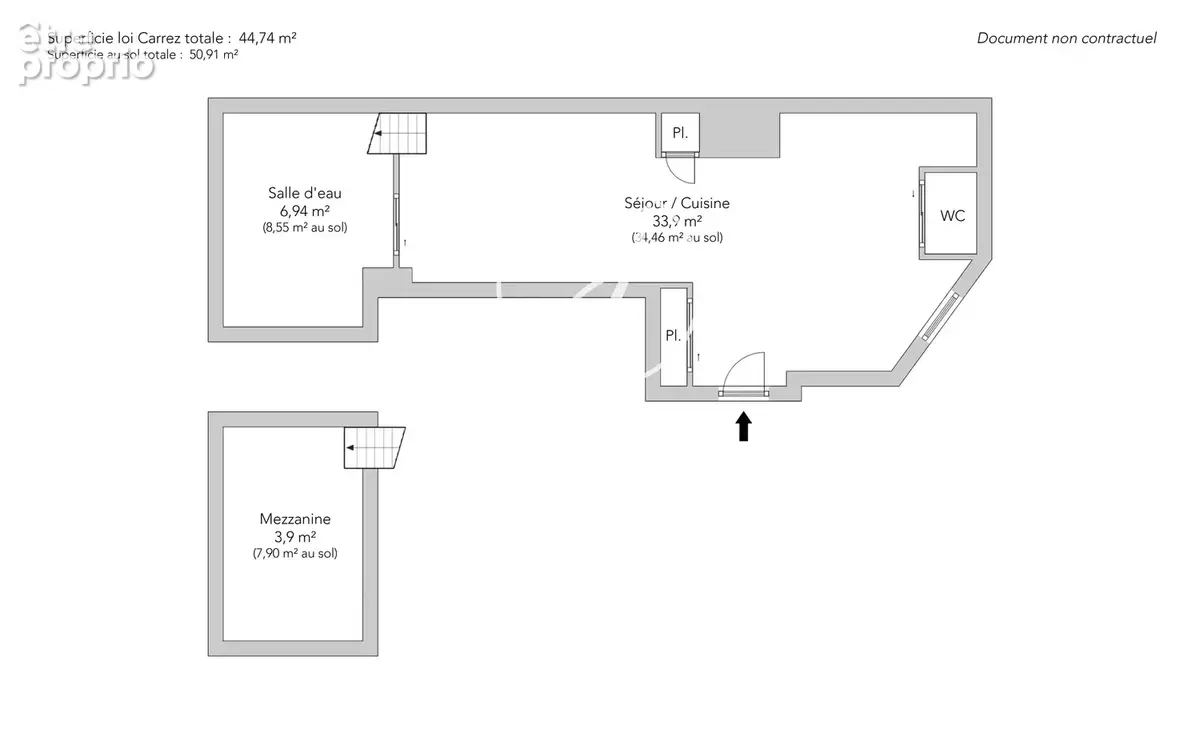 Paris 9e - BLANCHE / RUE DE DOUAI - Loft - 2 pièces - 44,74m² Carrez - 50,91m² au sol - 1 chambre - photo 13