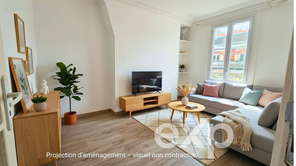 Séjour aménagé - Appartement à CLICHY