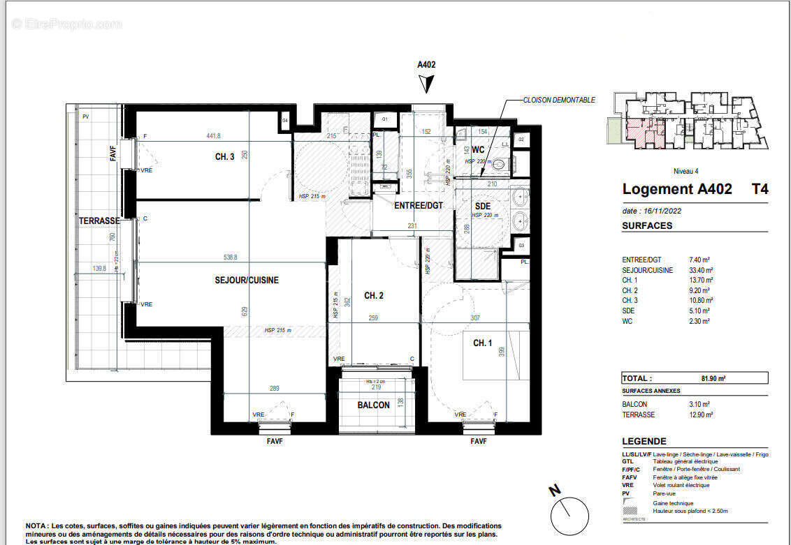Appartement de type 4 de 81,90m² avec terrasse et balcon dans le centre de St Nazaire - photo 2
