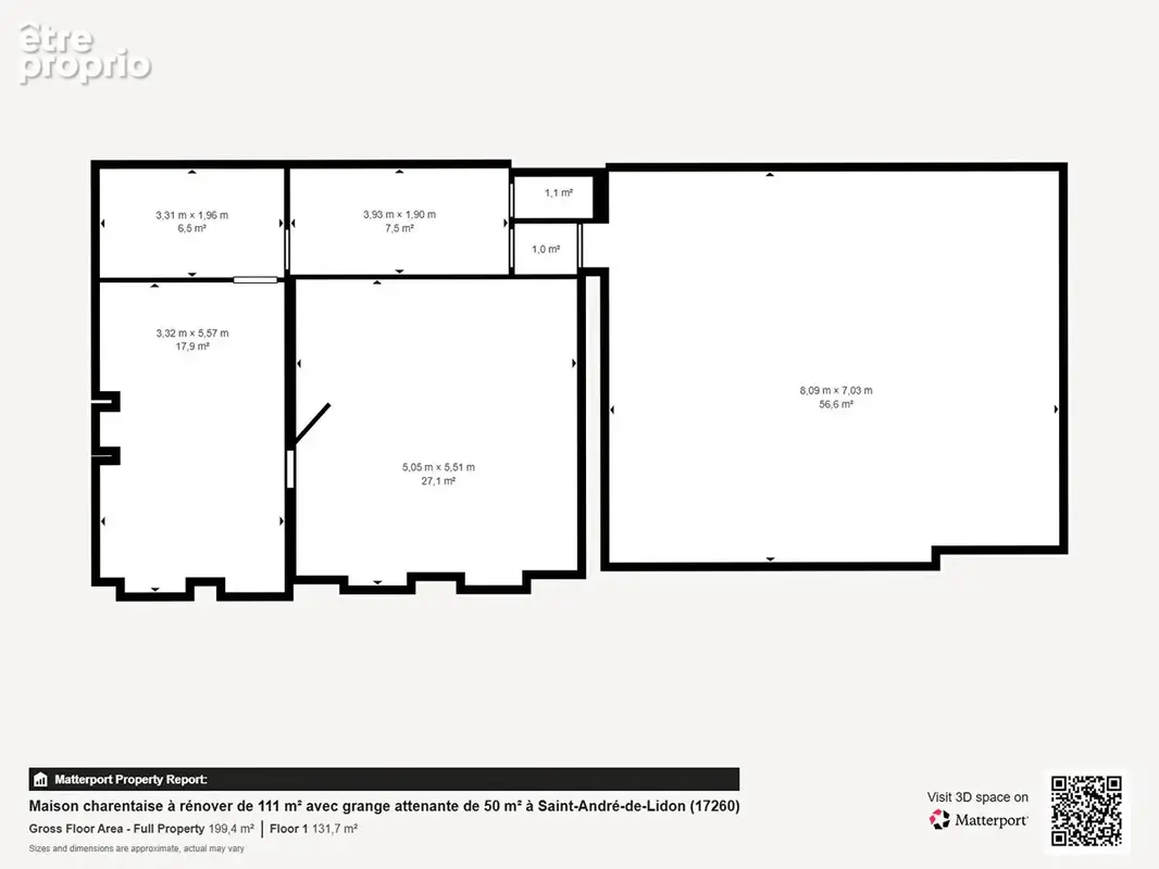 Maison charentaise à rénover de 111 m² avec grange attenante de 50 m² à Saint-André-de-Lidon (17260) - photo 13