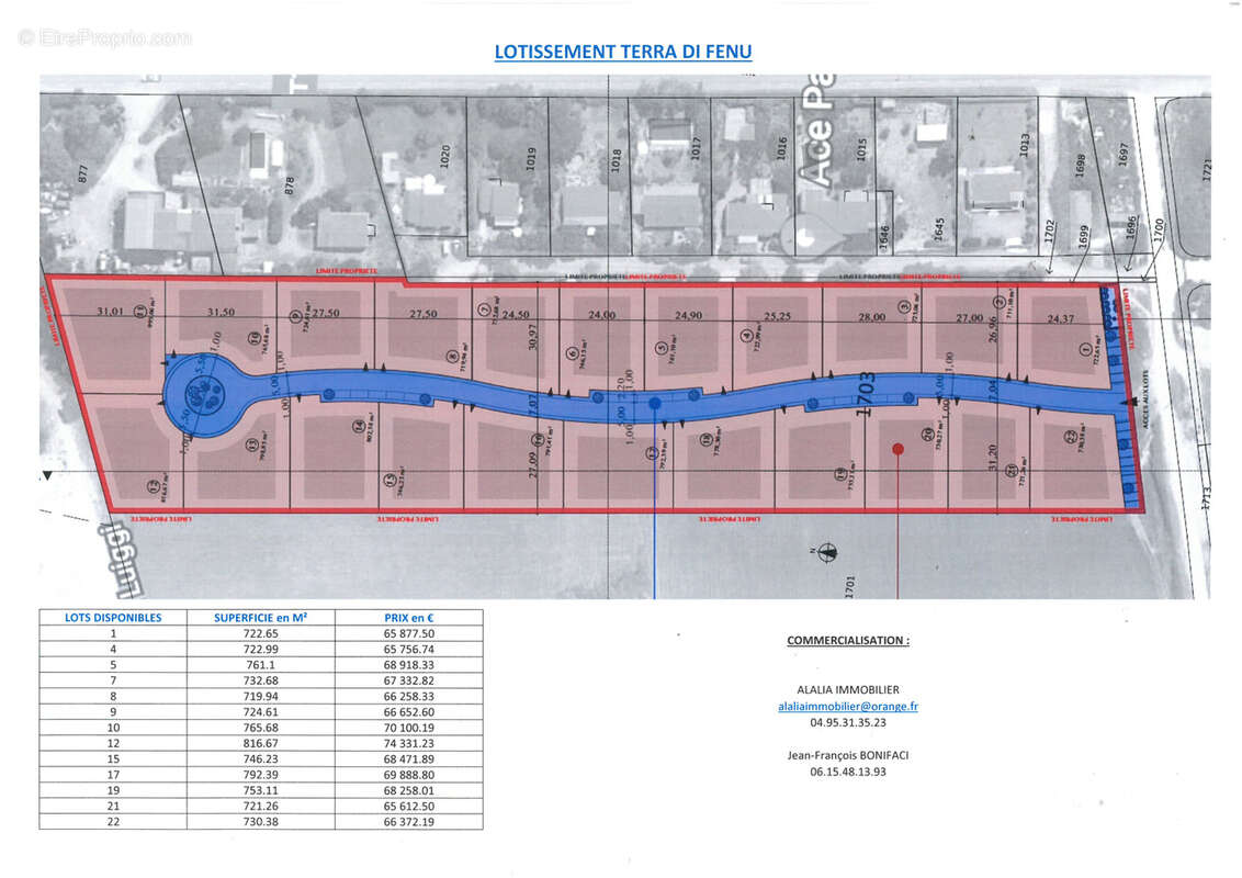 Lotissement Terra di Fenu composé de 22 lots allant de 720m2 à 990m2. - photo 3