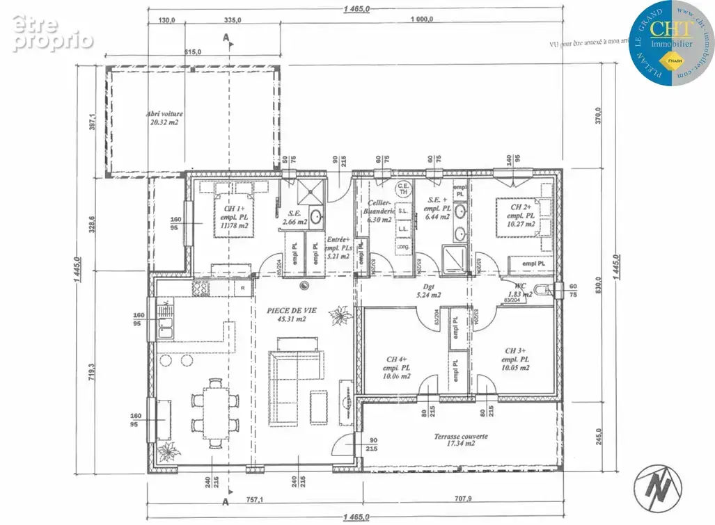 Maison de plain-pied en ossature bois (2017)   4 chambres à guer - bellevue (56380) avec cht immobilier - photo 35