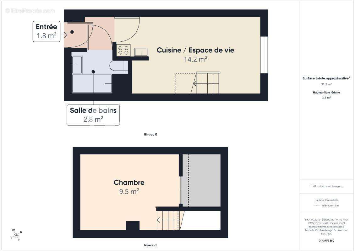 Vente - Appartement - duplex 2 pièces - 27 m² - 86 000 € - - photo 17