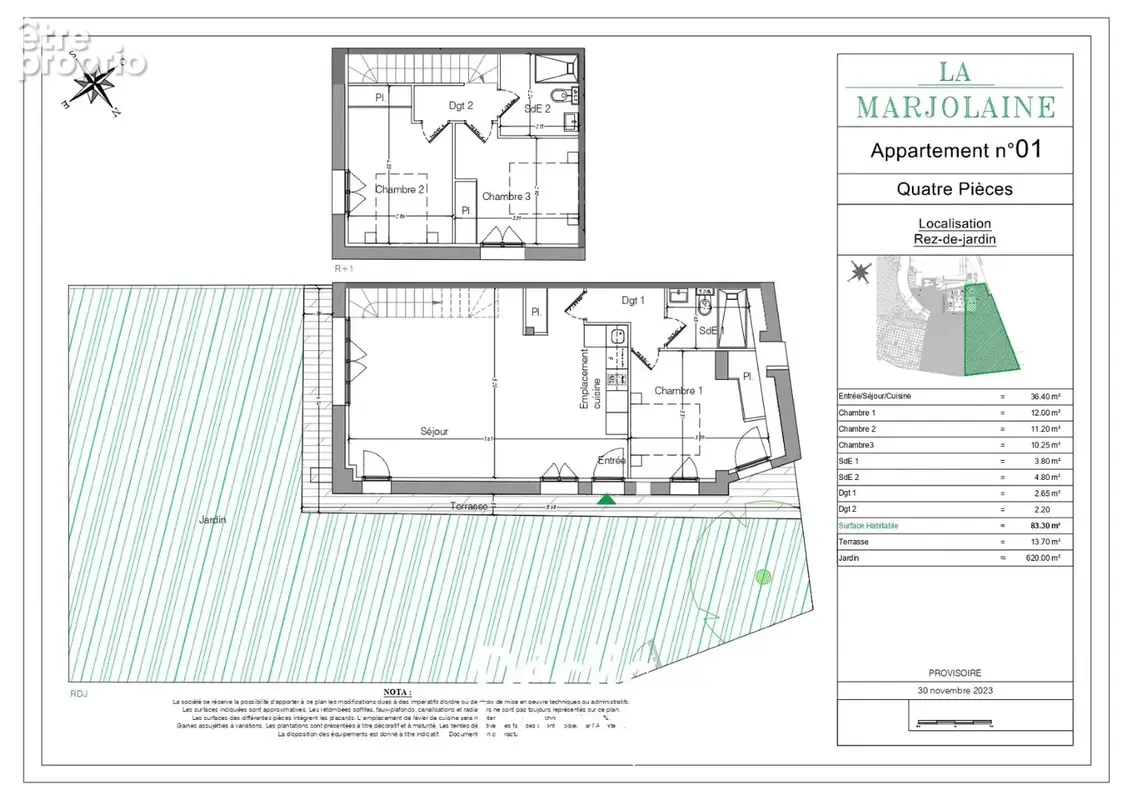 Appartement duplex - 4 pieces- jardin - une places de parking - mouans sartoux - photo 10