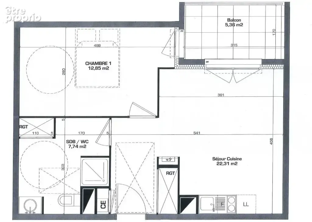 Appartement T2 43m2 au 3ème étage avec garage et balcon - photo 4