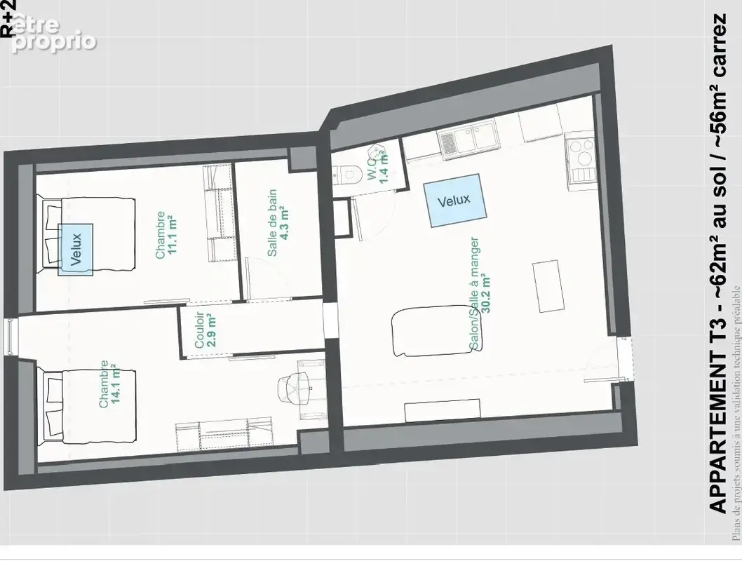 Appartement 3 pièces 56 m² à vendre à Guichen (35580) - photo 2