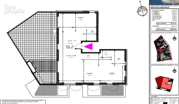 Spacieux T4 - 93m2 - Terrasse Sud/Ouest 69m2 - 3 parkings - 682 000€ - photo 6