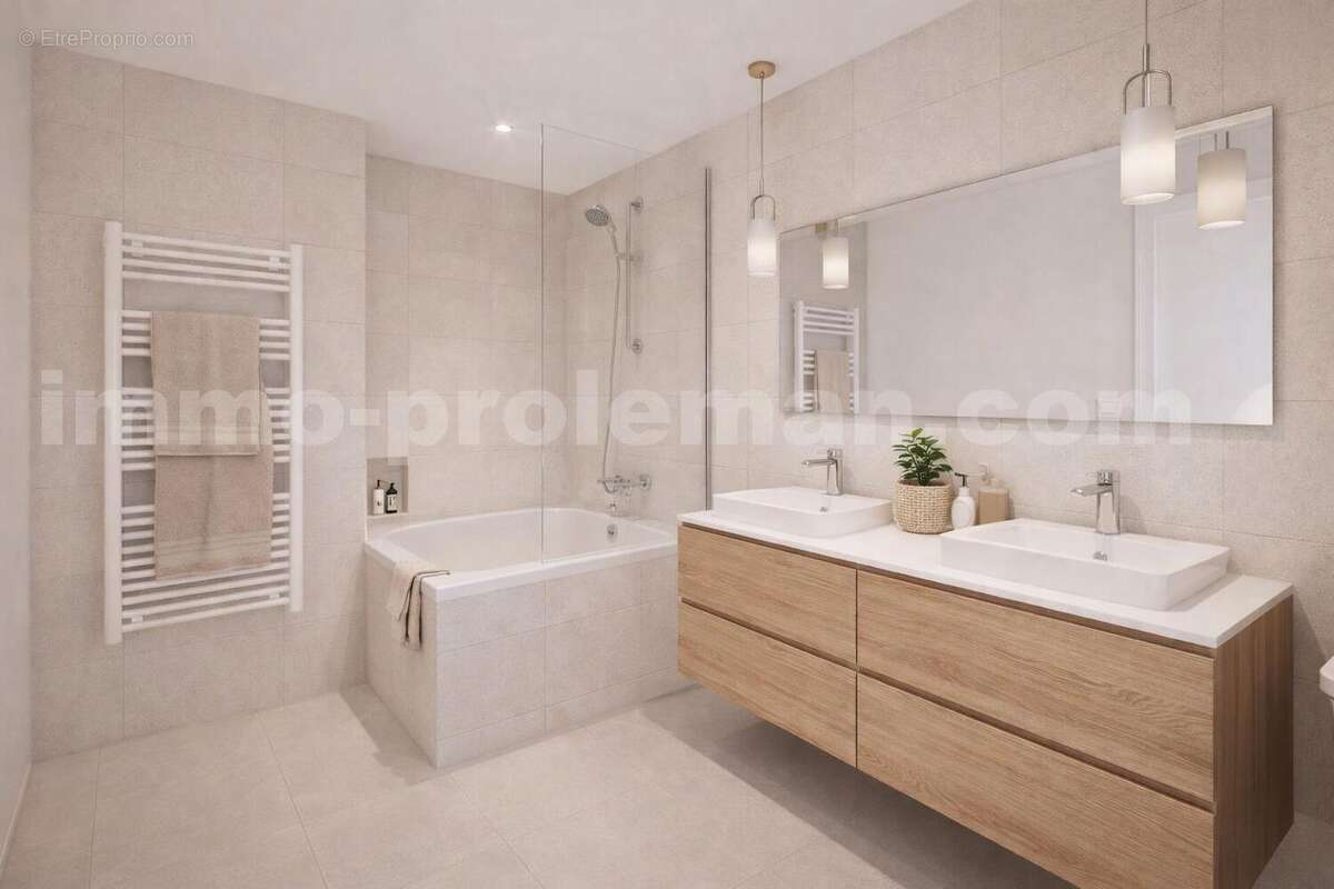 Appartement_T3_Bons-en-Chablais_Genève_Ceva_tramway_Suisse_investissement_Séjour_Cuisine_balcon_chambre_salle_de_bains - Appartement à BONS-EN-CHABLAIS