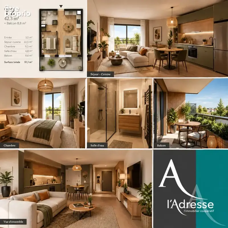 Beau T2 Neuf de 42,30 m² avec balcon (9 m²) & stationnement inclus - photo 3