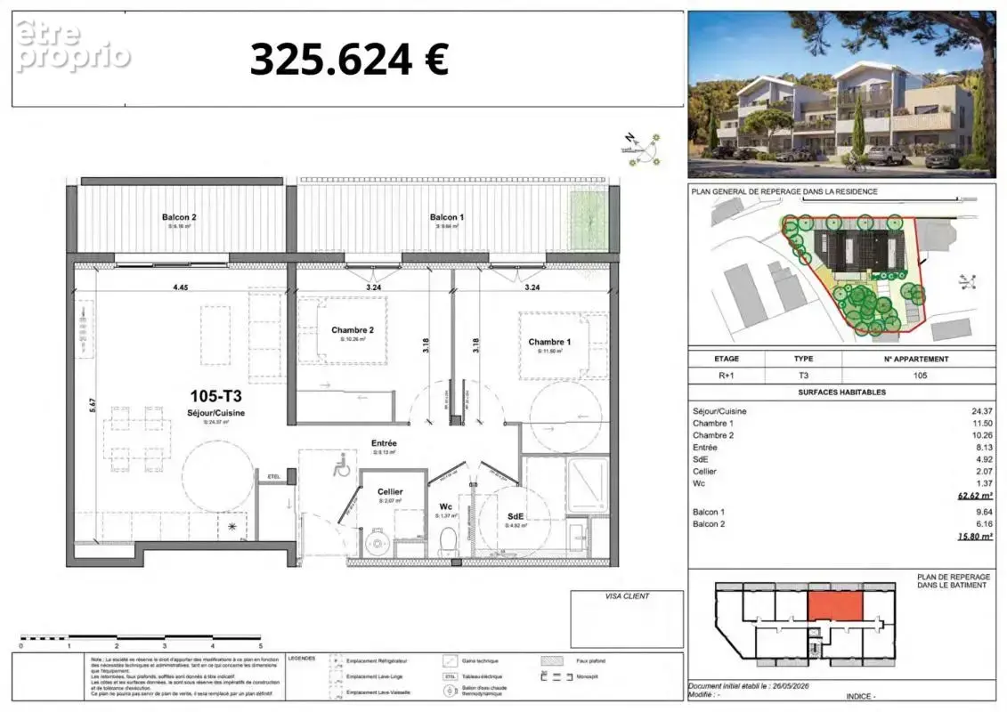 Appartement  3 pièce(s) 62.62 m2 -2 BALCONS - photo 5