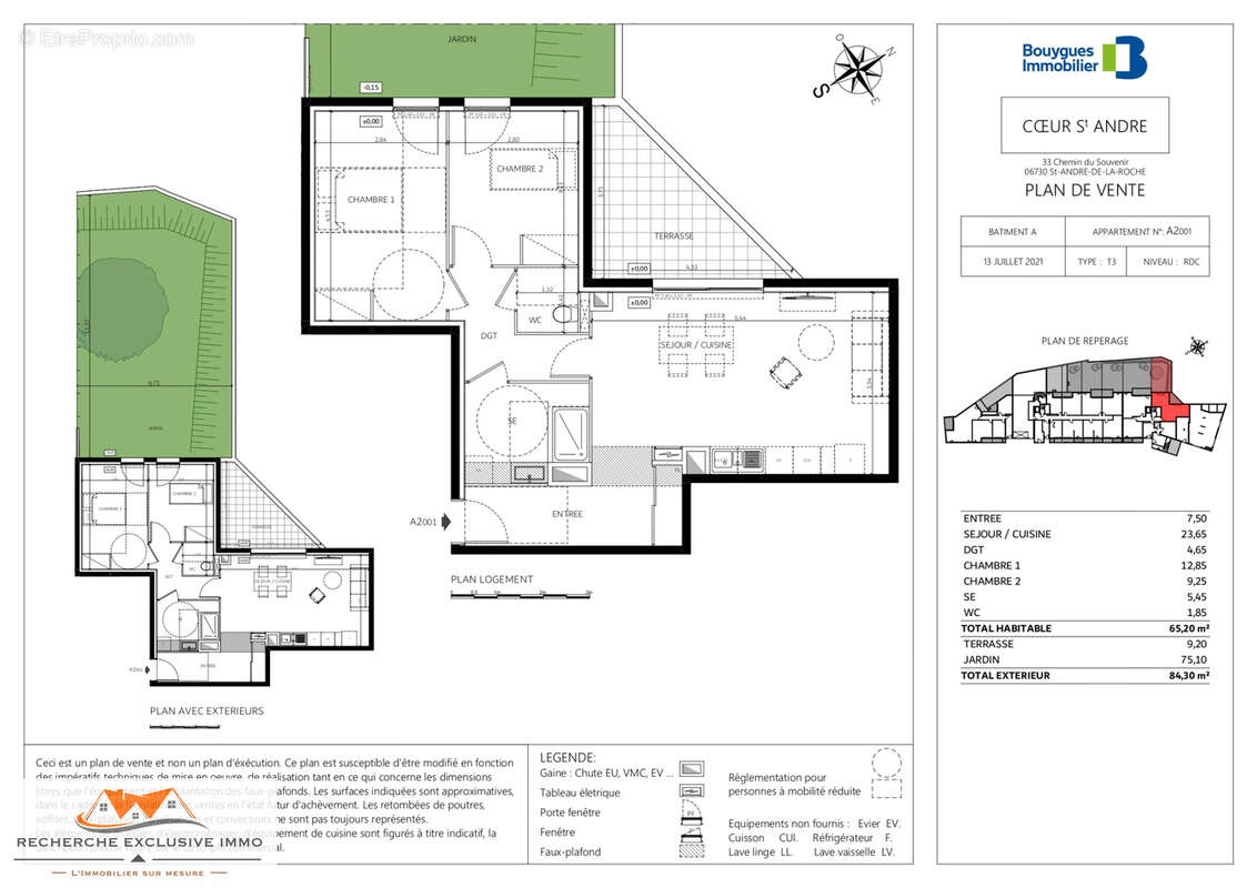 Aux portes de Nice : Appartement de 3 pièces avec extérieur privatif de 84.30m2 + 2 parking en sous-sol - photo 4