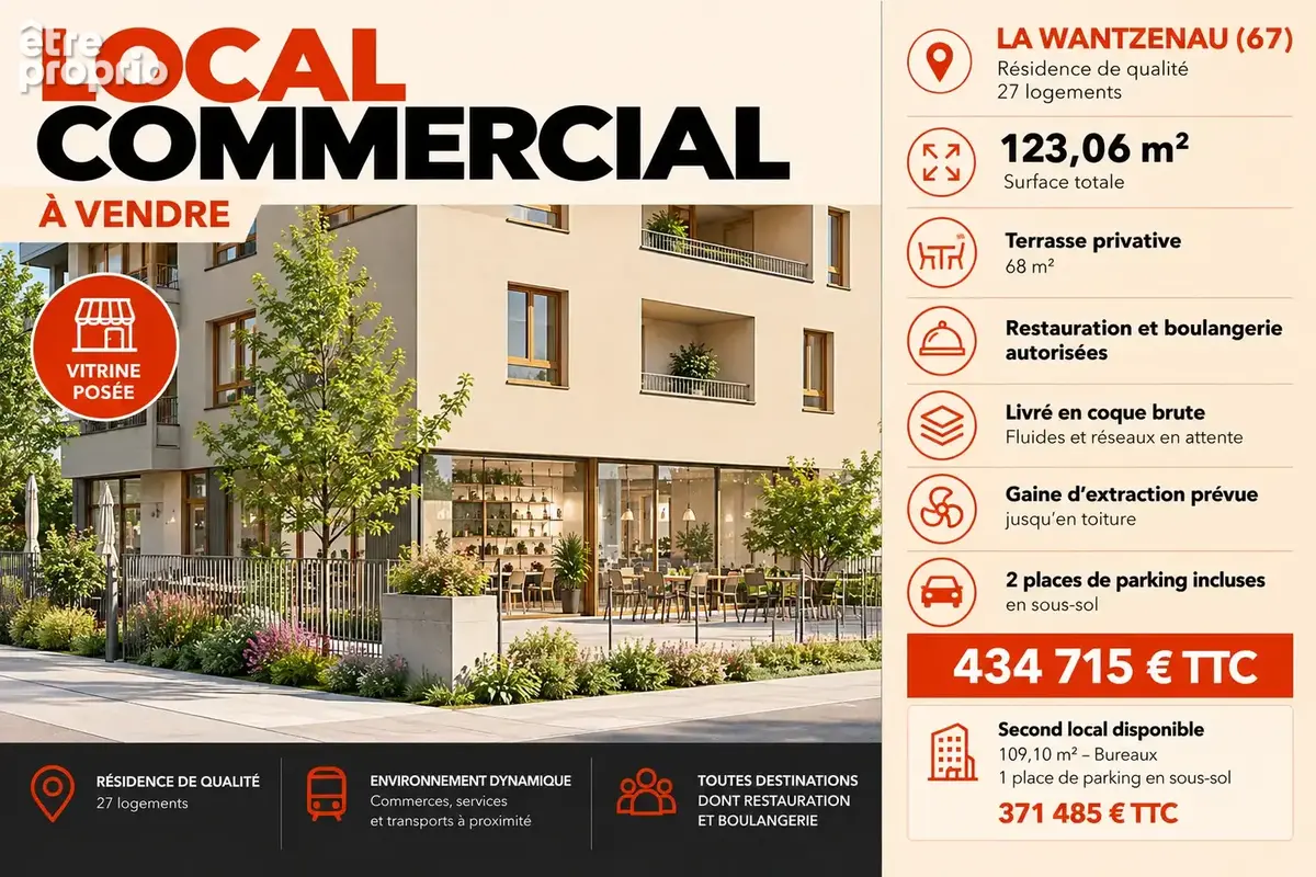 Local commercial 123 m² · à La Wantzenau · 123,1 m² · 434 715 €