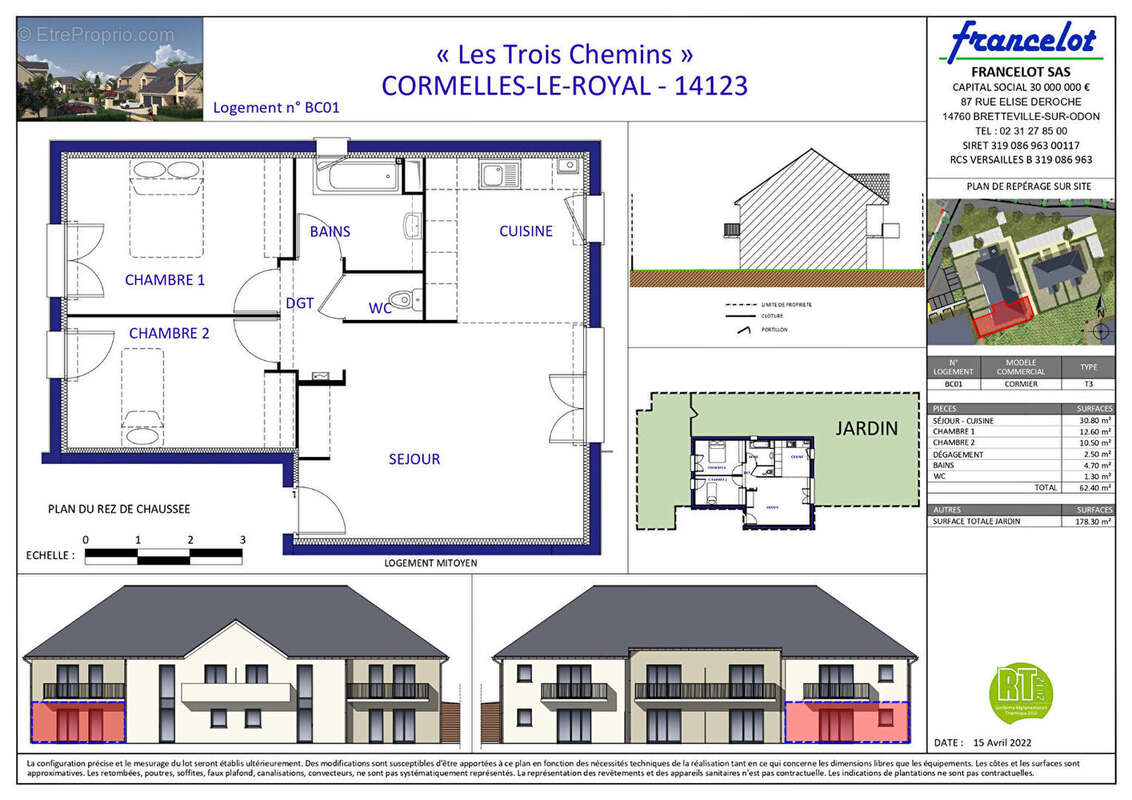 Appartement à CORMELLES-LE-ROYAL