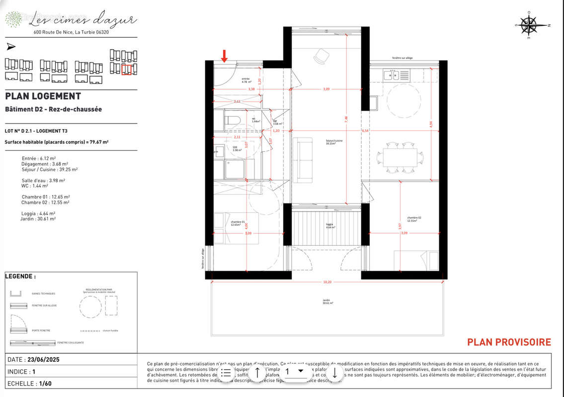 Appartement à LA TURBIE