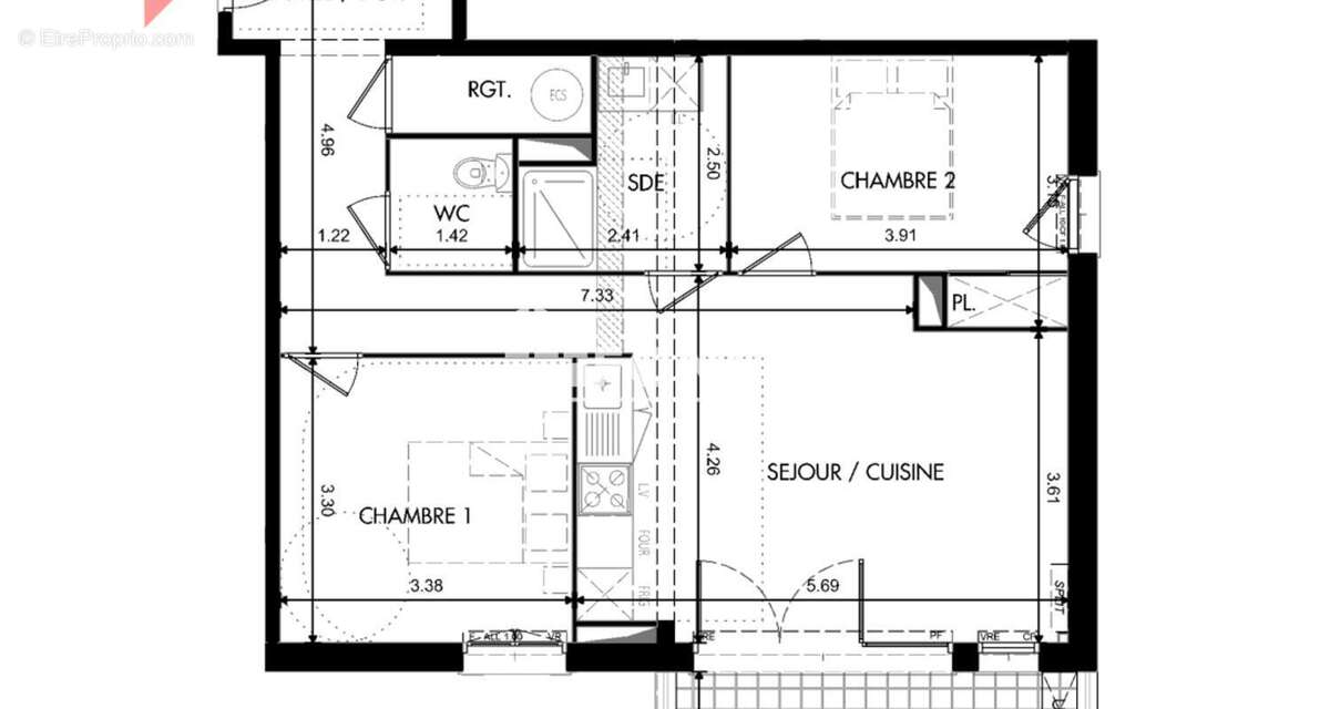 T3 neuf – Dernier étage – Garage – Vue Albères - photo 4