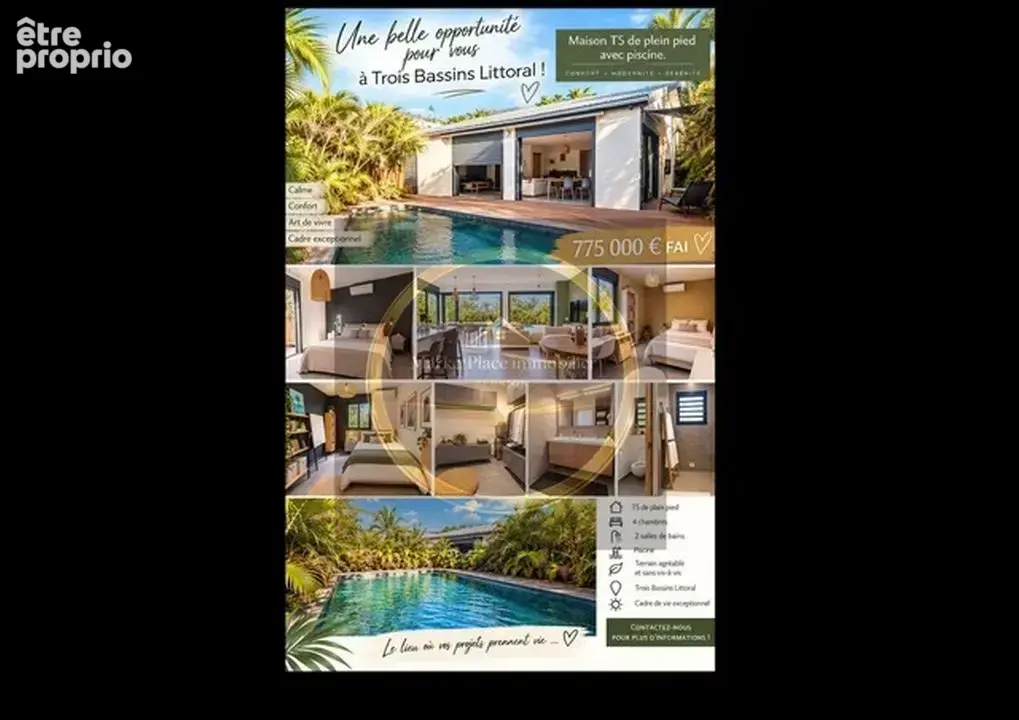 Villa Contemporraine T4 avec pisicne  à Trois Bassins Littoral - Maison à LES TROIS-BASSINS