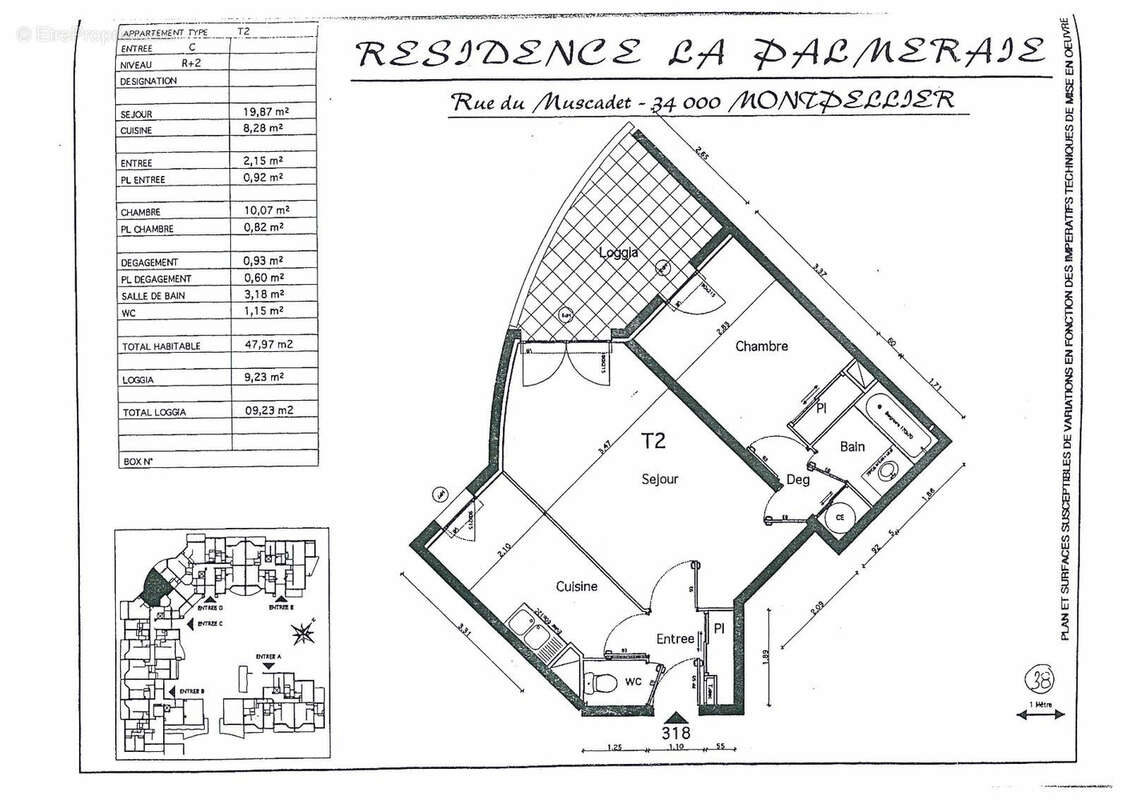 Montpellier - quartier hopitaux facultes appartement t2 47.97m2 - photo 6