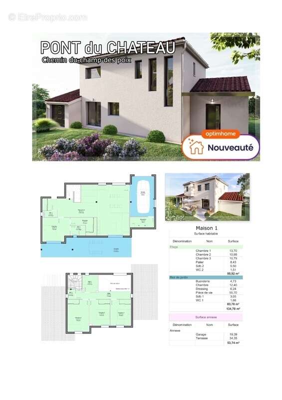 Terrain à PONT-DU-CHATEAU
