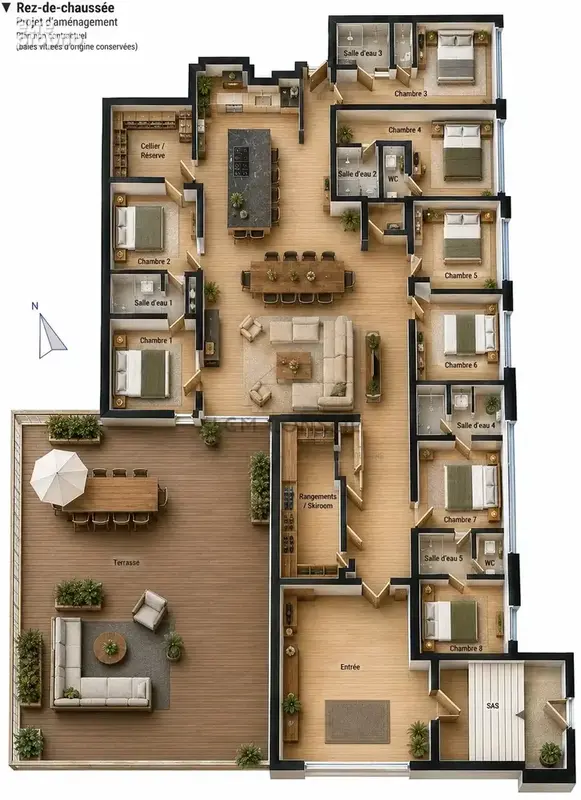 Tignes le lac – 220 m² de plain-pied – 8 chambres – grande terrasse - photo 7