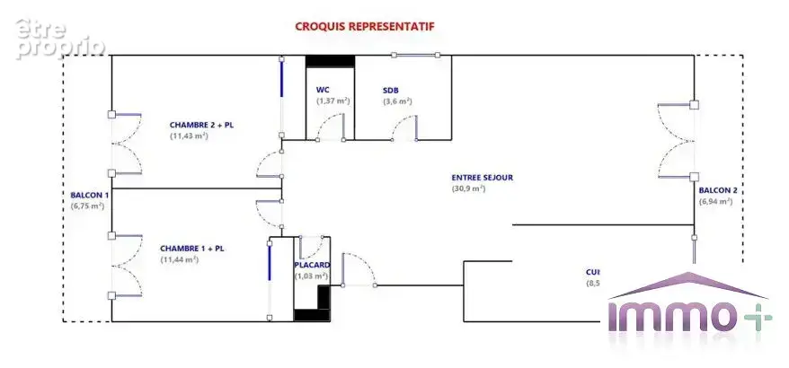 Appartement Les Lilas 3 pièce(s) 68.32m² - photo 12