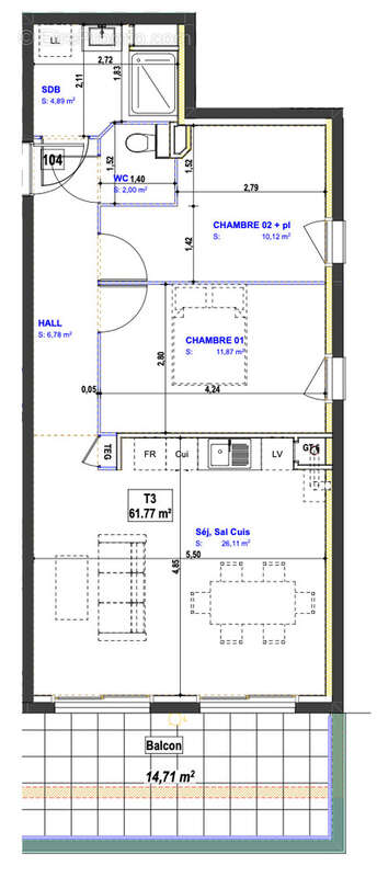 Appartement T3 standing - photo 9