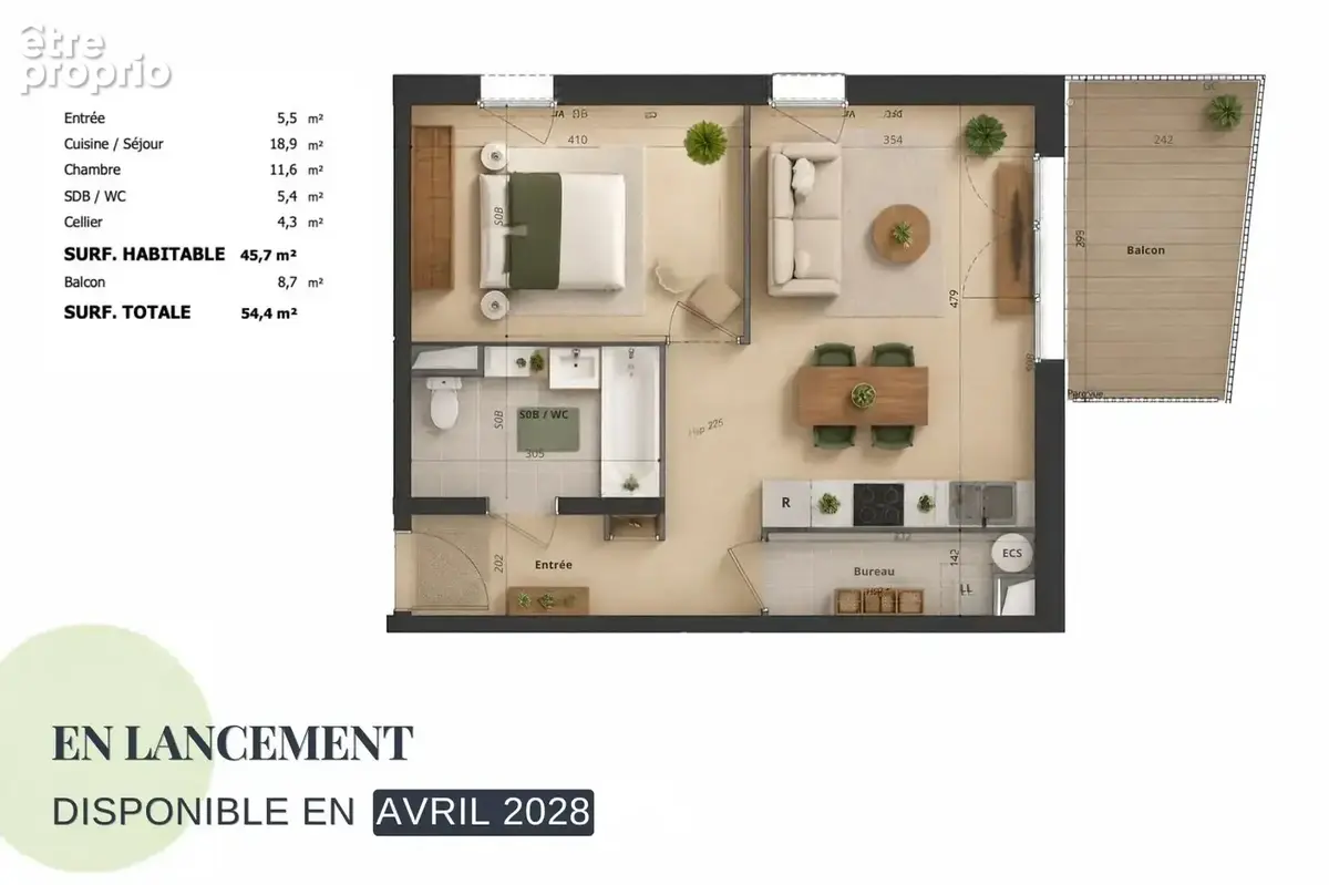 Appartement 2 pièces 46 m² à vendre à Etaux (74800) - photo 2