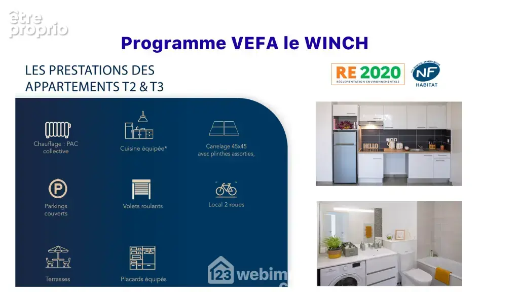 Les équipements proposés dans ce programme