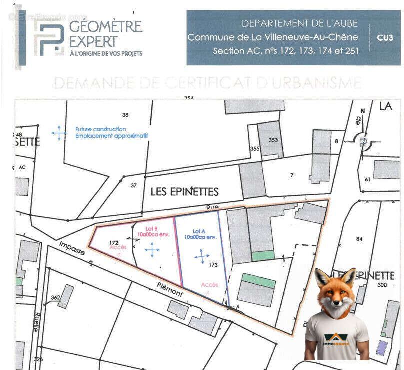 Terrain à LA VILLENEUVE-AU-CHENE