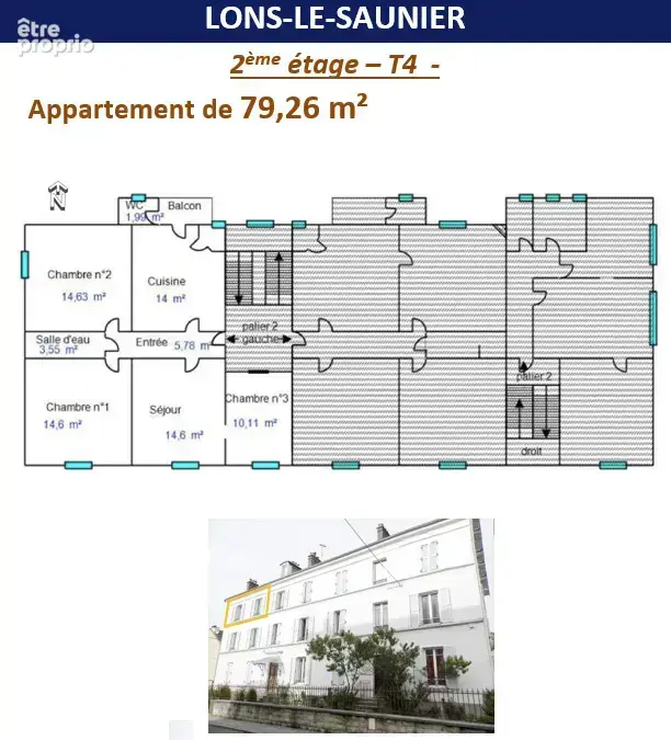 PLAN APPARTEMENT T4 DE 79.26 M²