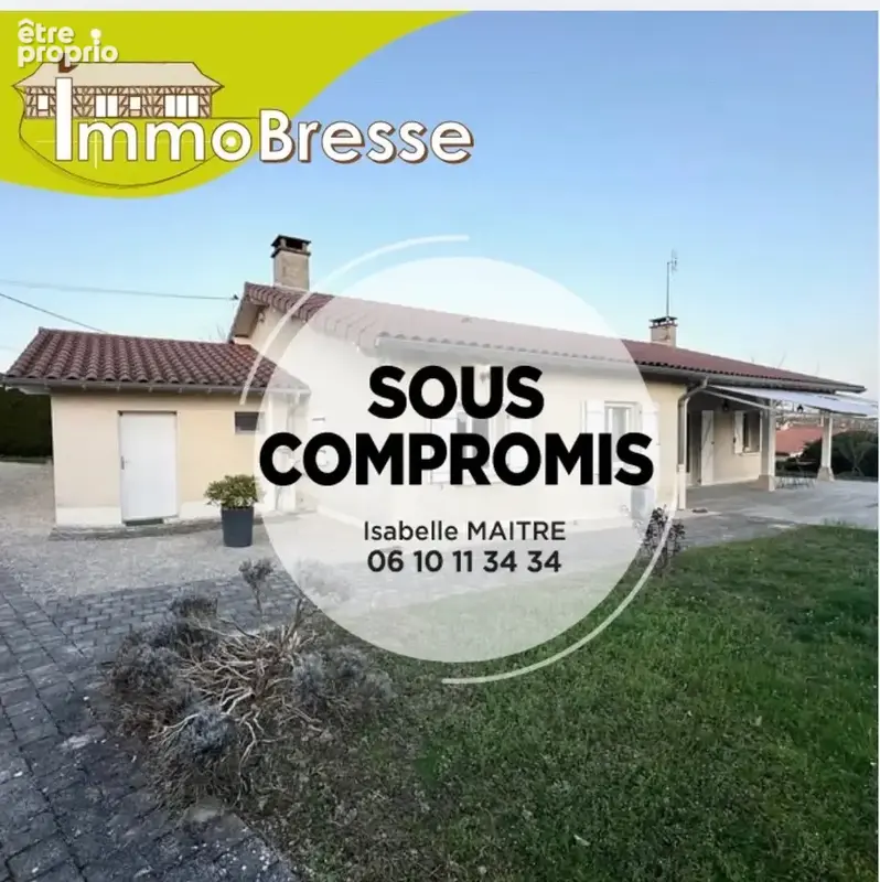 Façade OUEST : 146 m² habitables, 1 193 m² de terrain clos - Maison à ROMENAY