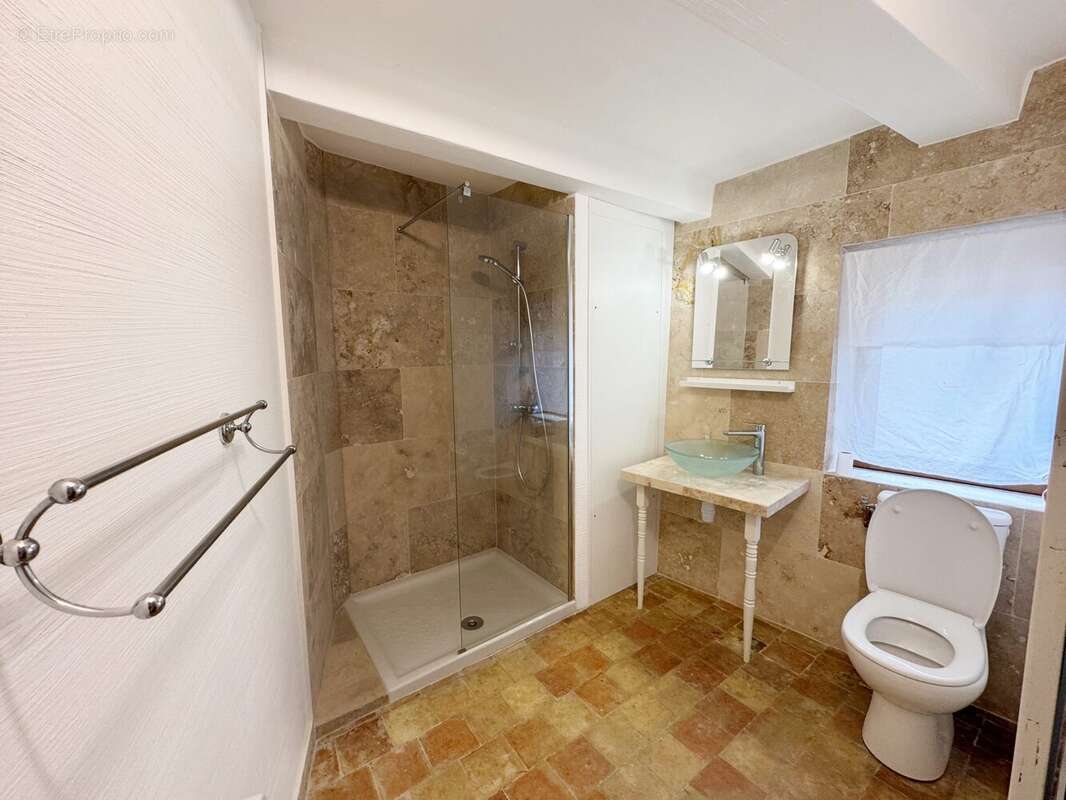 Salle d&#039;eau &amp; WC - Appartement à SAINT-JULIEN-DU-VERDON