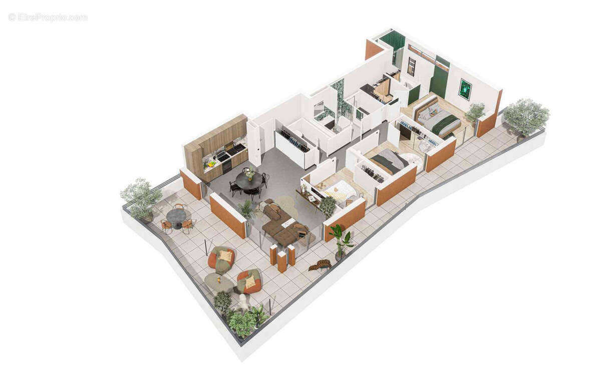 Ceret : appartement 4 pieces − terrasse − dernier etage - photo 3