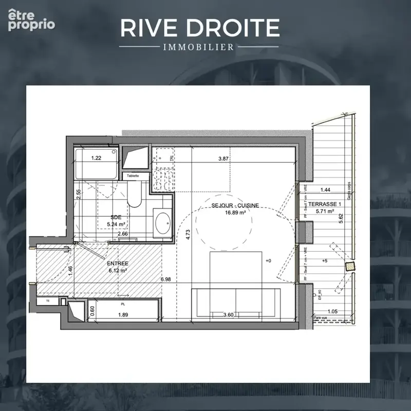 Rennes arsenal redon - bd voltaire - studio avec terrasse - vue degagee - photo 4