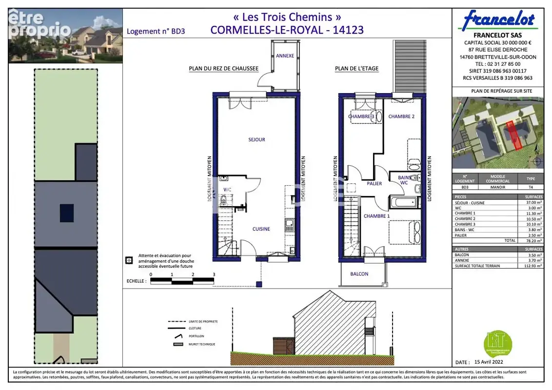 CORMELLES LE ROYAL, Appartement en duplex neuf  78m² - photo 2